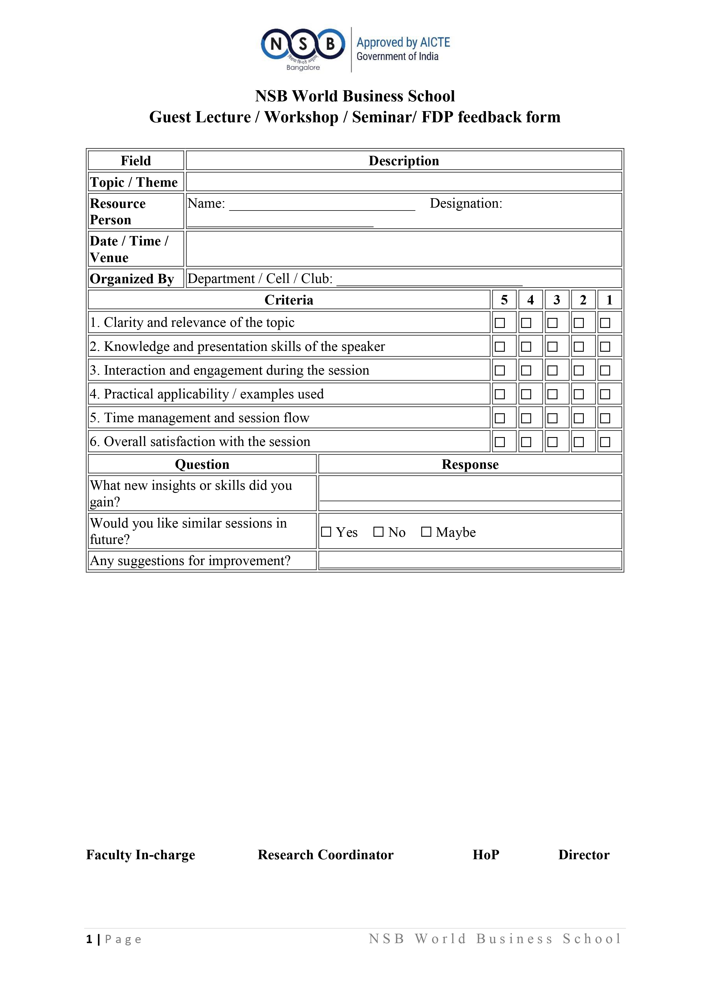 Feedback Format for Guest Lecture