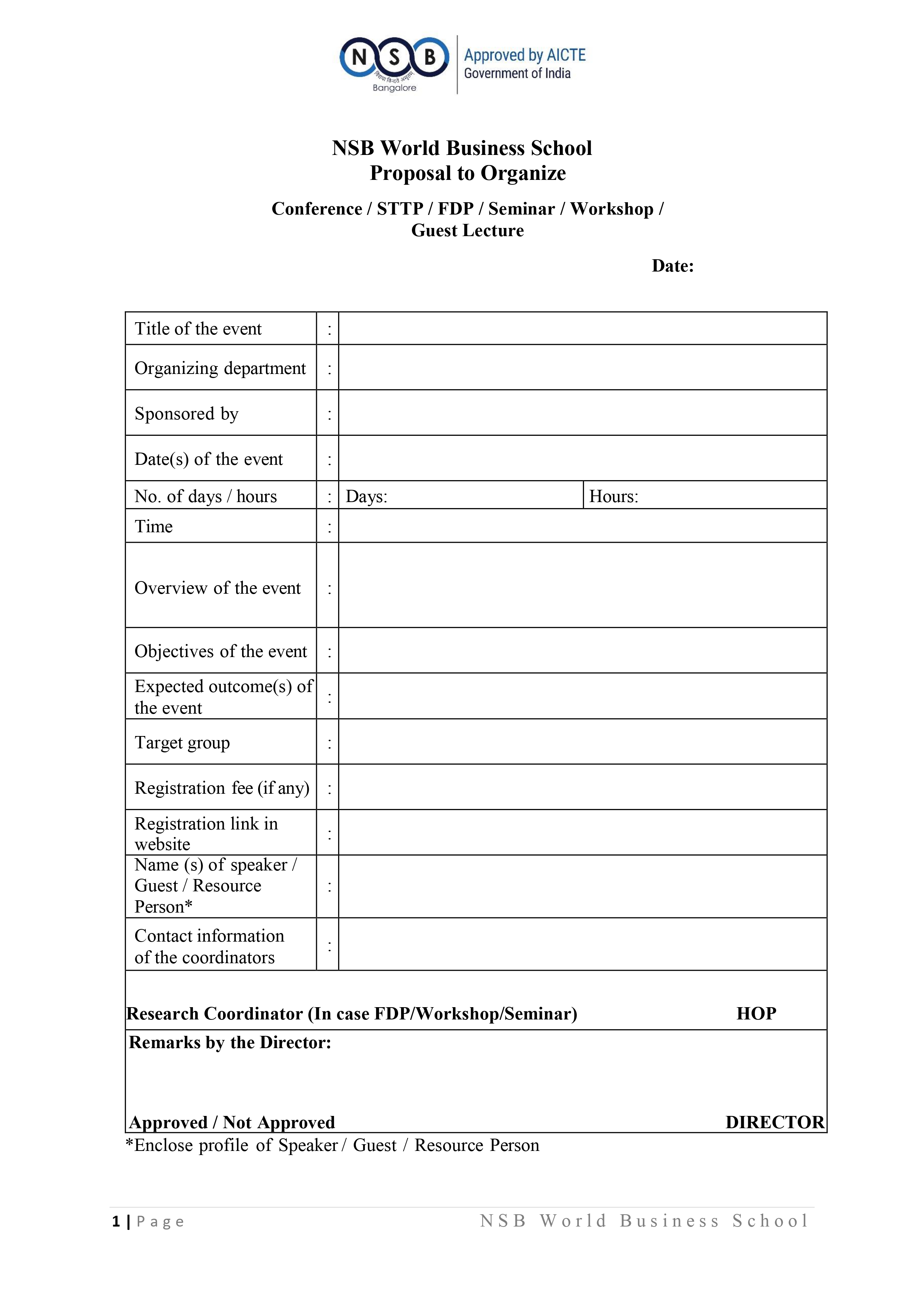 Guest Lecture/FDP/Workshop Proposal Form